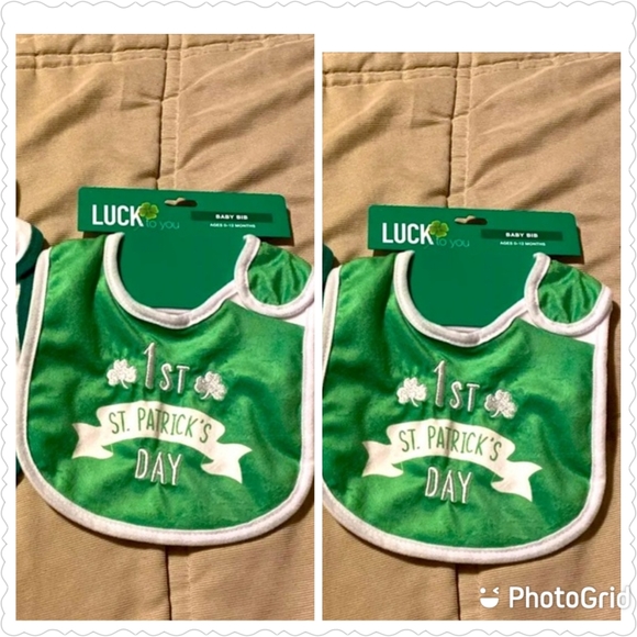 Lot 2 Baby bibs "1st St. Patrick's Day" - Picture 1 of 5